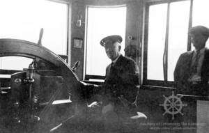 Captain Malcolm MacKinnon in the Nasookin’s wheelhouse.