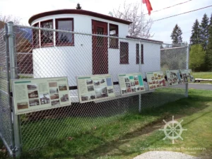 The Anscomb’s original wheelhouse painstakingly restored and on display at the Balfour ferry terminal. It is open for visitors during the summer months.
