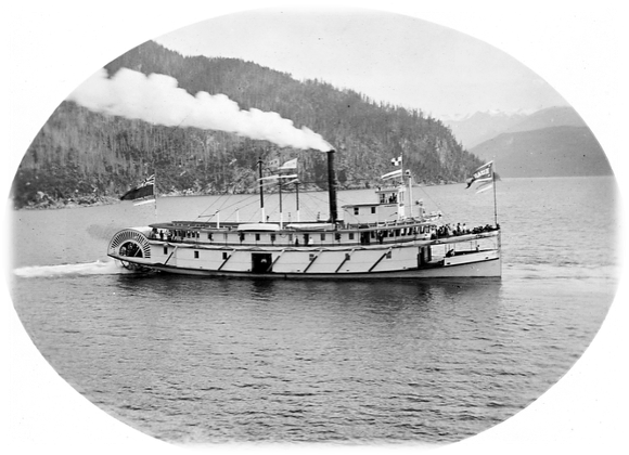 The Kokanee leaving Kaslo Bay, likely bound for Dominion Day celebrations at Nelson.